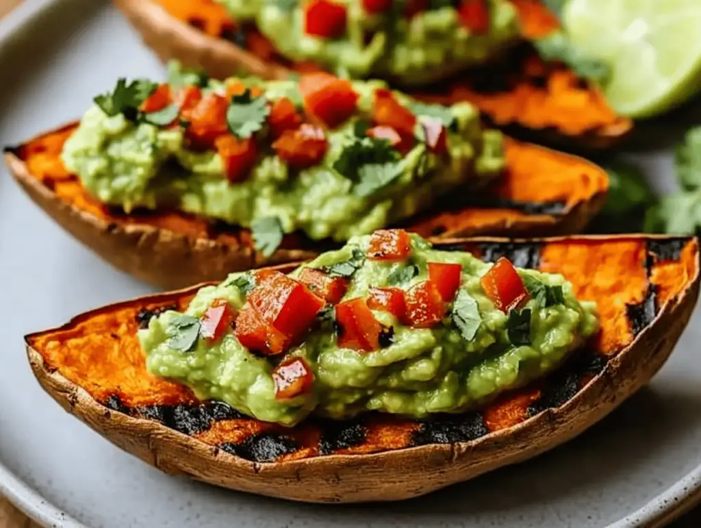 Savory Parmesan & Avocado Sweet Potato Boats