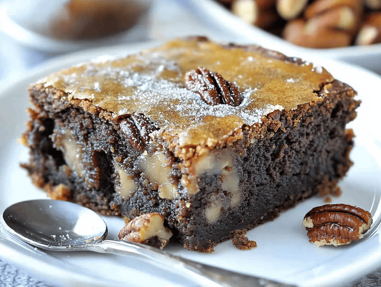 Indulge in Chocolate Pecan Ooey Gooey Butter Cake