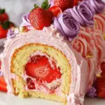 Delicious Strawberry Shortcake Roll Cheesecake