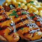 Sweet and Spicy Honey Pepper Chicken with Creamy Macaroni Cheese