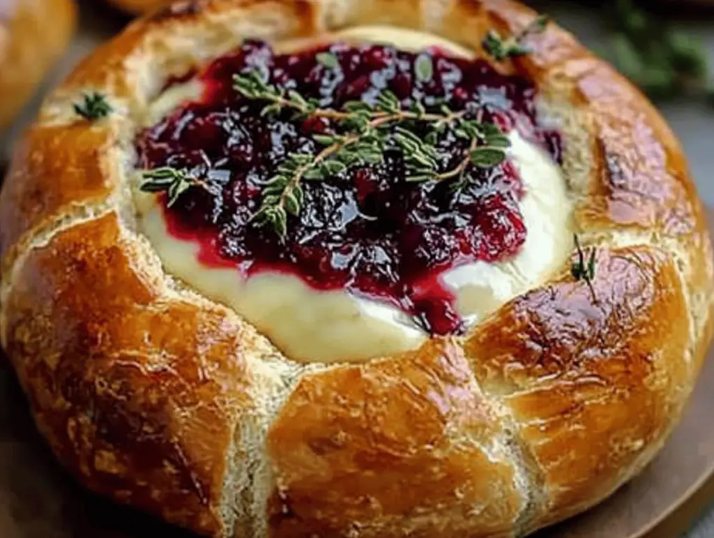 Festive Baked Cranberry Brie Bread Bowl