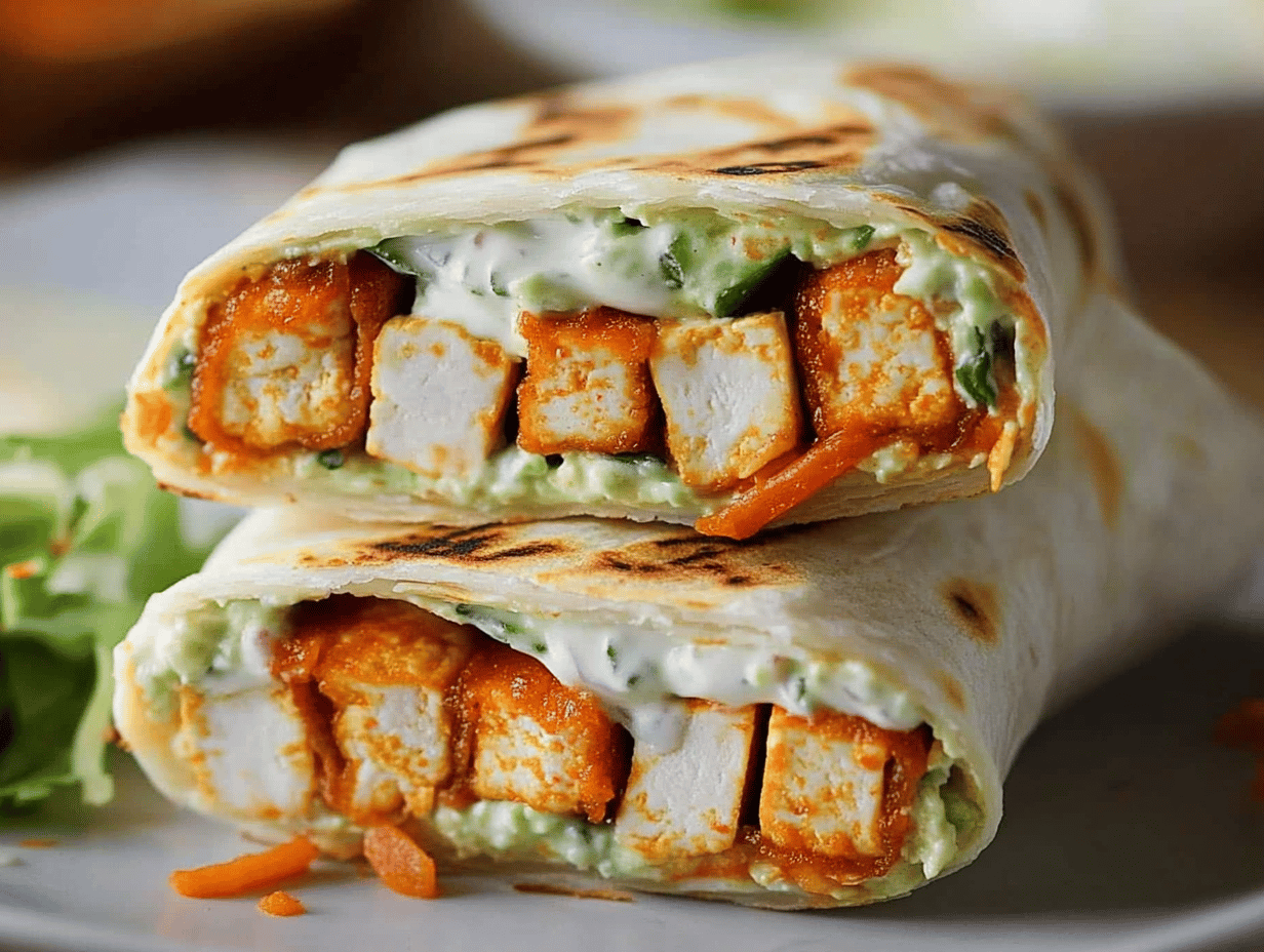 Crispy Buffalo Tofu Wrap with Vegan Ranch