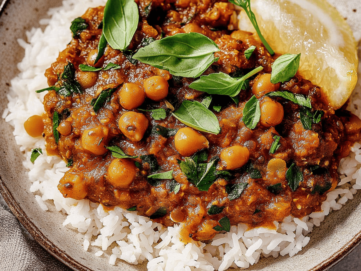 Delicious Pumpkin Lentil Curry with Chickpeas