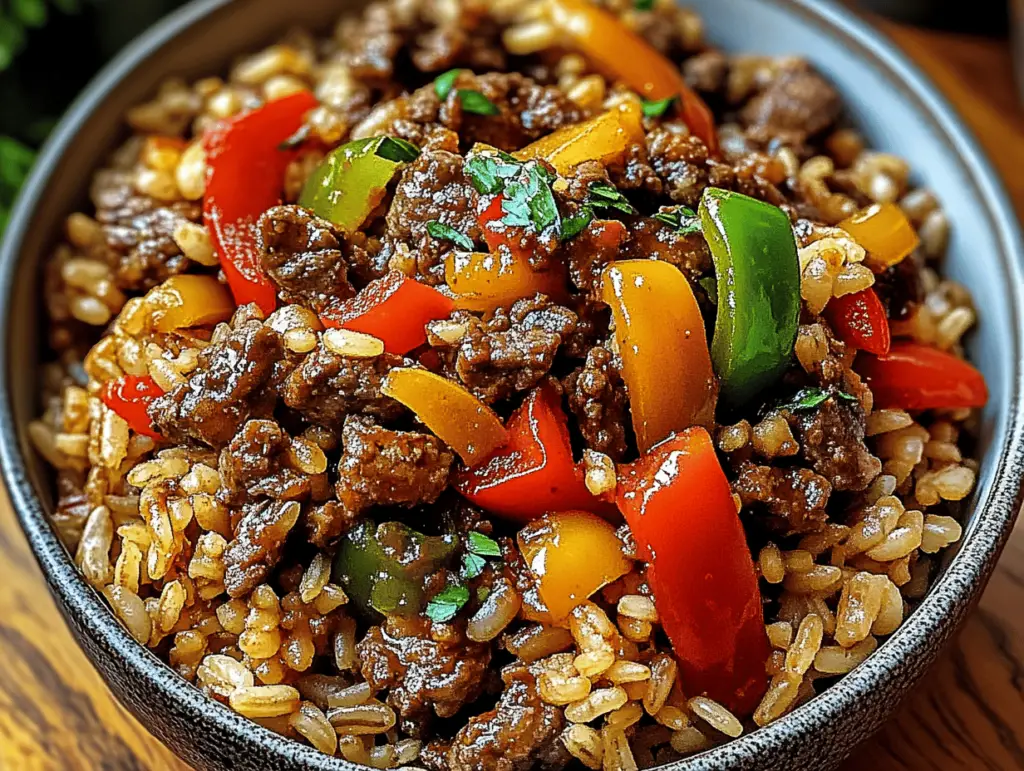 Sizzling Beef and Pepper Rice Bowl