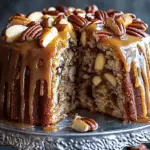 Delicious Apple Pecan Cake with Caramel Glaze