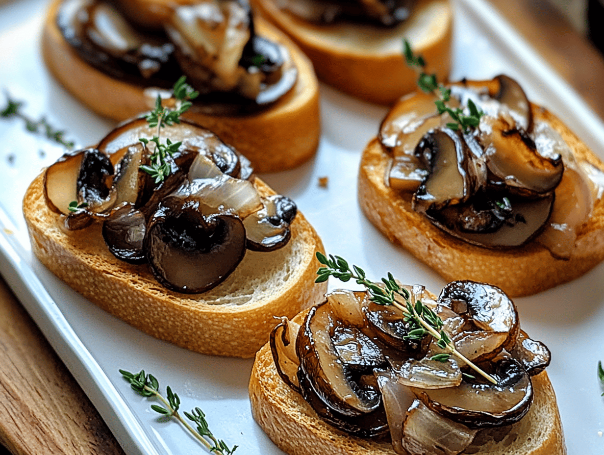 Savory Caramelized Onion and Mushroom Crostini