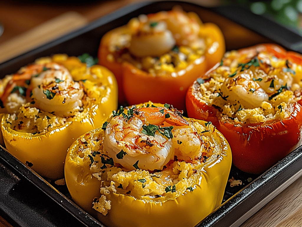 Delicious Crab and Shrimp Stuffed Bell Peppers