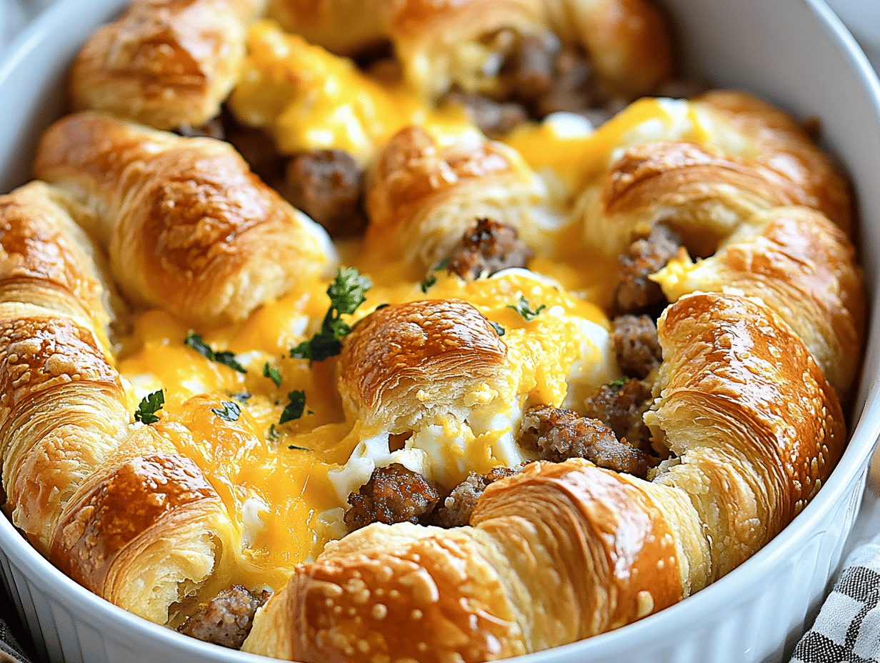 Overnight Croissant Breakfast Casserole