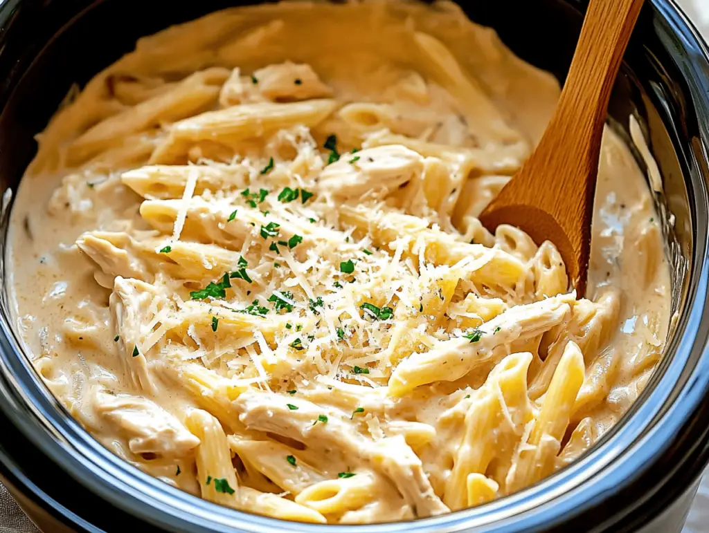 Creamy Crockpot Olive Garden Chicken Pasta