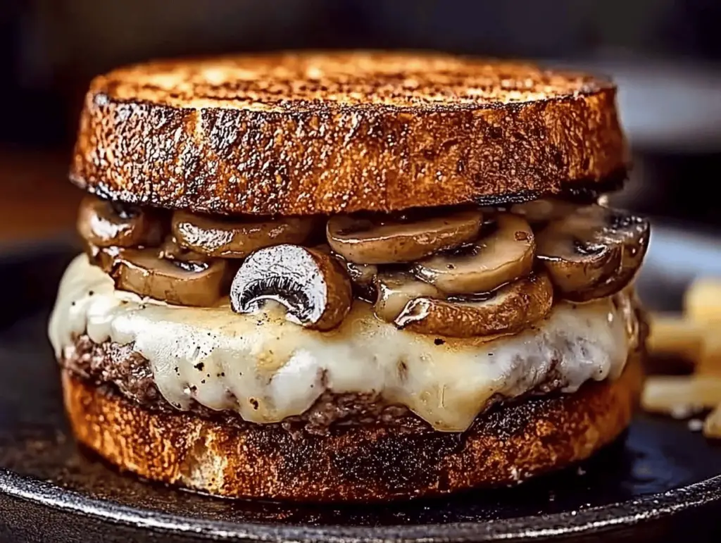 Mushroom Swiss Patty Melt Delight