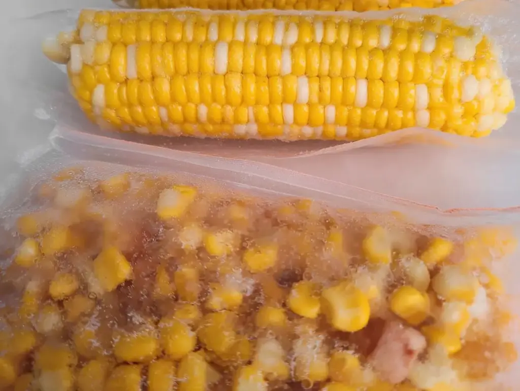Blanching & Freezing fresh corn on the cob in boiling water for optimal freezing, showcasing easy corn blanching techniques.