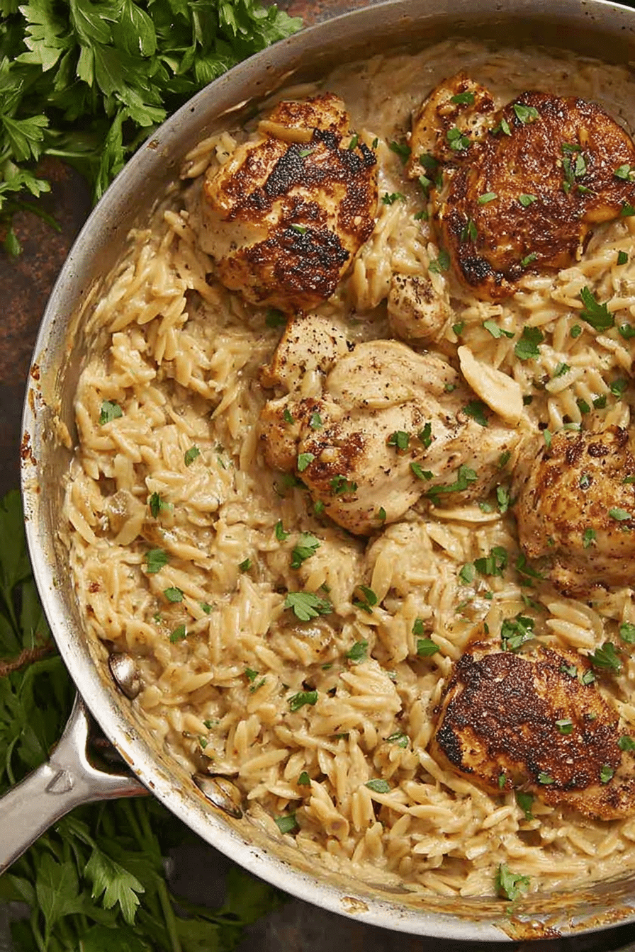 Quick Creamy Chicken and Orzo Skillet: A Satisfying One-Pot Meal