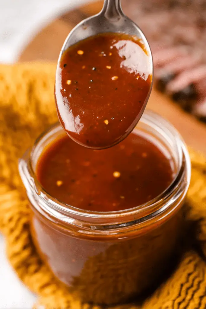 Texas Roadhouse steak sauce served with a perfectly grilled steak, showcasing its rich color and texture.