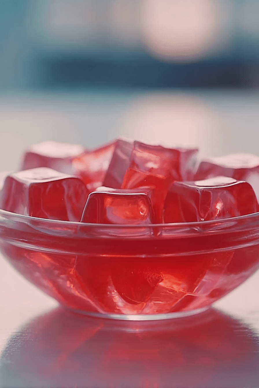 Vibrant Kelly Clarkson jello recipe served in a bowl with fresh fruit and mint garnish.