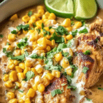 Bowl of Slow-Cooker Street Corn Chicken with cilantro and cheese on top