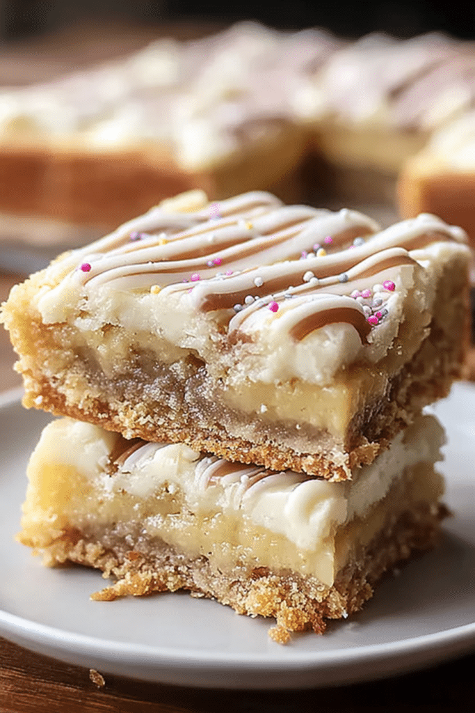 Delicious golden vanilla bars dusted with powdered sugar, served with vanilla pods and a cup of coffee.