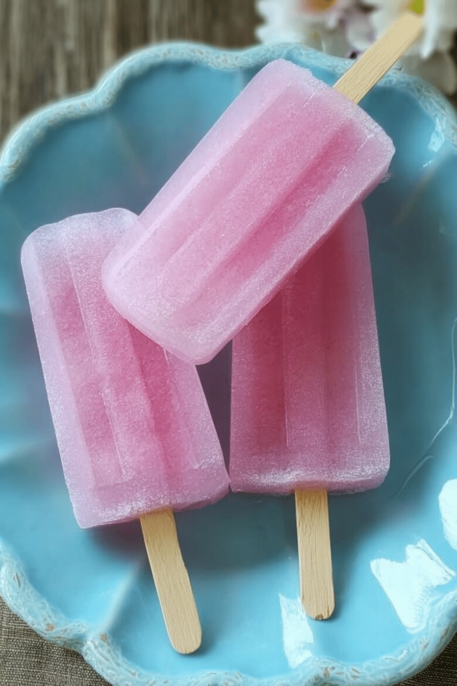 Close-up of a blueberry lemonade popsicle with fresh blueberries and lemon slices
