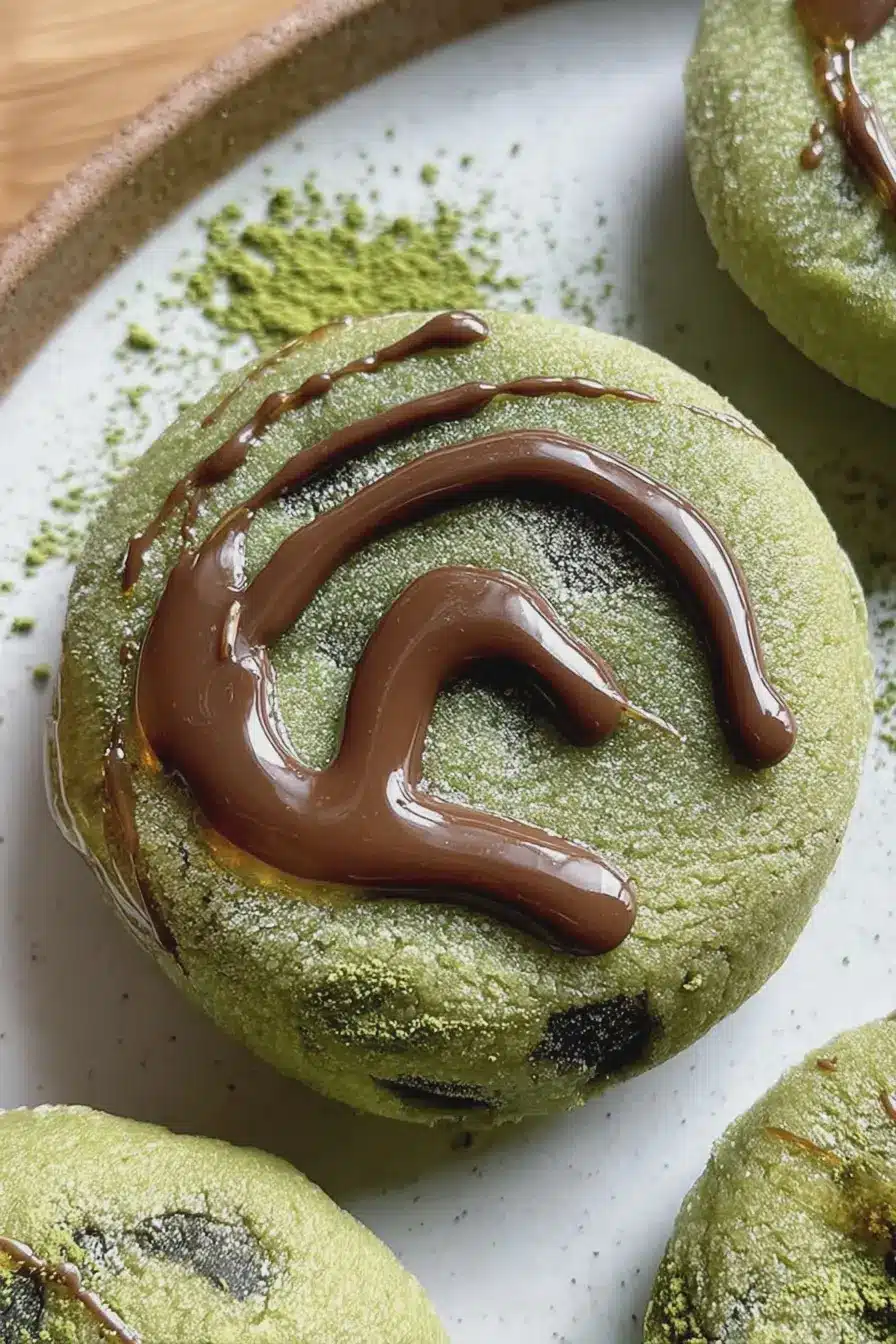 Chewy matcha mochi bites dusted with powdered sugar, served with a cup of green tea